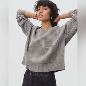 Everlane Belgian Waffle Cashmere Pocket Sweater in Heathered Sand